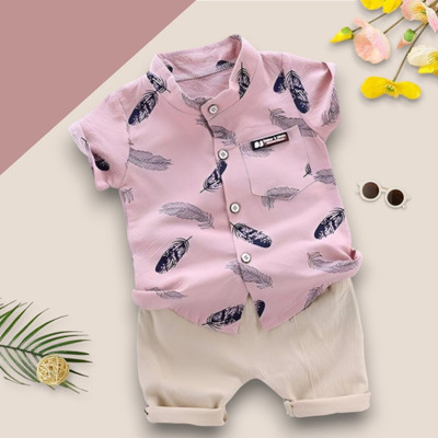 PROVOGUE Baby Boys & Baby Girls Party(Festive) Shirt Shorts(MORPANKH_PINK_CHIKU)