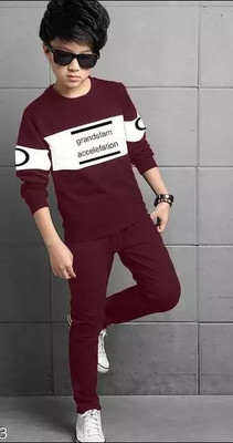 PY PINKYOU Boys Casual T-shirt Pyjama(Maroon)