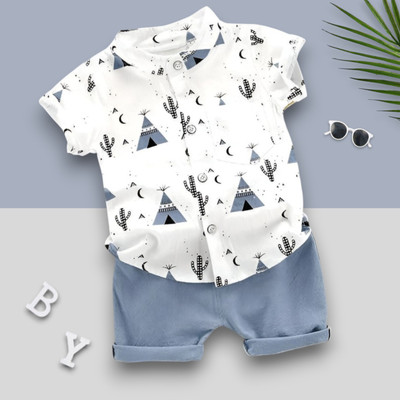 LittleRebel Baby Boys & Baby Girls Casual Shirt Shorts(CLASSIC_GREY)
