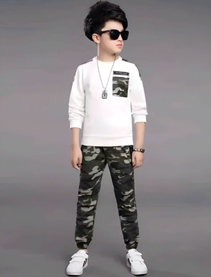 FROQUILIZ Boys Party(Festive) T-shirt Pant(India White Commando)