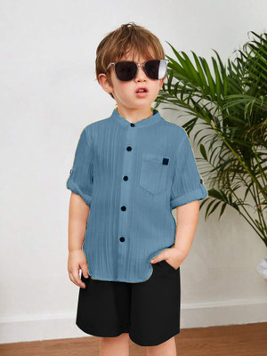 Nelkar Baby Boys & Baby Girls Casual Shirt Shorts(BLUE)