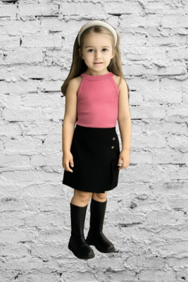 Riyanshi Collect Girls Casual Top Shorts(Pink, Black)
