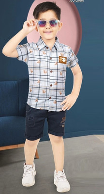 Choo Choo Boys Casual Shirt Shorts(White)