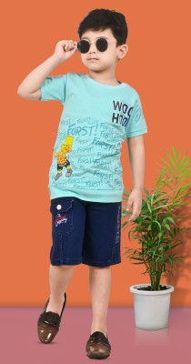 jelly qelly fashion Boys Casual T-shirt Pant(Teal)