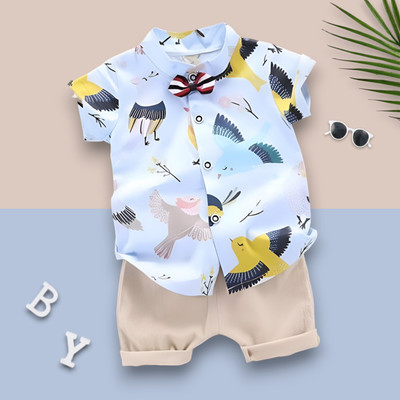 LittleRebel Baby Boys & Baby Girls Casual Shirt Shorts(DOVEBIRD_SKY_CHIKU)
