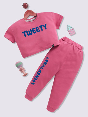 YK X Minute Mirth Boys & Girls Tweety Casual T-shirt Pant(Pink)