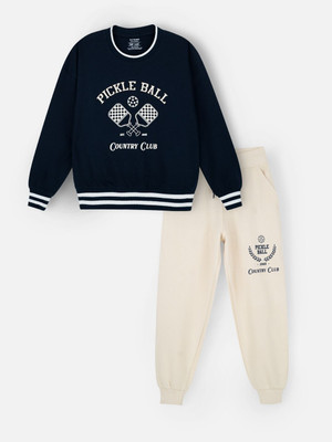 Nap Chief Girls Casual Sweatshirt Track Pants(Navy Blue)