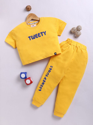YK X Minute Mirth Boys & Girls Tweety Casual T-shirt Pant(Mustard)
