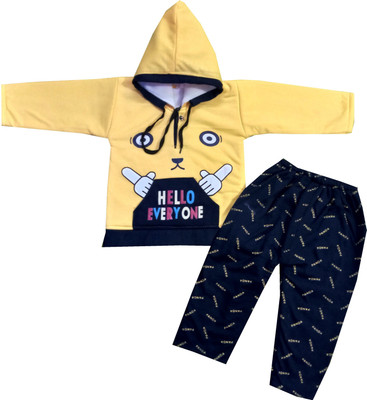 Siddhi Enterprises Baby Boys & Baby Girls Party(Festive) T-shirt Pyjama(YELLOW)