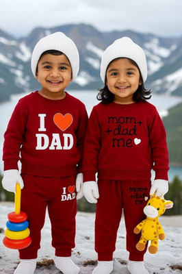 KicoCart Baby Boys & Baby Girls Casual T-shirt Pyjama(Maroon)