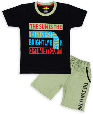 CUTOPIES Boys Casual T-shirt Shorts(BLACK)