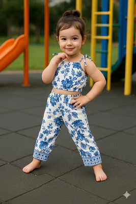 Varni Fashion Girls Party(Festive) Top Pant(White)