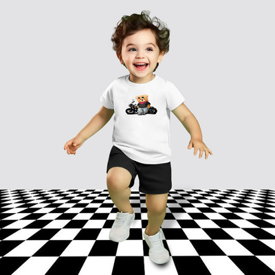 Mitansh Baby Boys & Baby Girls Casual T-shirt Shorts(White)