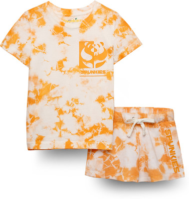 Spunkies Boys & Girls Casual T-shirt Pant(ORANGE)