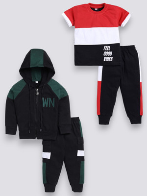 carrydreams Boys & Girls Casual T-shirt Trouser(RED_BOTTLEGREEN)