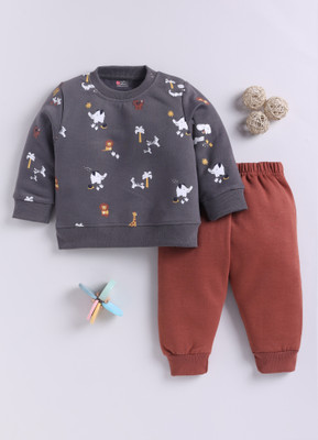 SUPERSQUAD Baby Boys & Baby Girls Casual Sweatshirt Sweatpant(Grey, Brown)