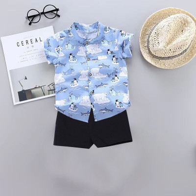 Sajavat Baby Boys Casual Shirt Shorts(BHALU_BLACK_Light Blue)