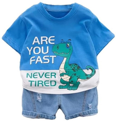 Bold N Elegant Baby Boys Casual T-shirt Shorts(Blue)