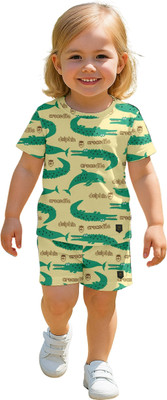 Dholakiya Empire Vibe LLP Baby Boys & Baby Girls Casual T-shirt Shorts(Yellow)
