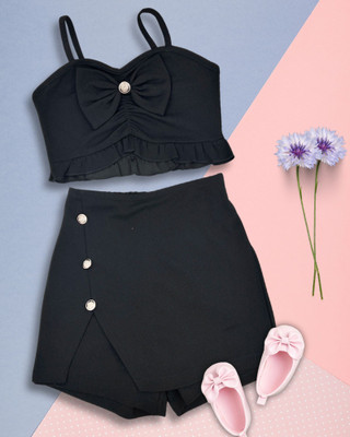 ADDYVERO Girls Party(Festive) Top Shorts(Eerie black)