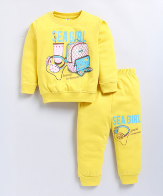 carrydreams Girls Casual T-shirt Track Pants(LEMON)