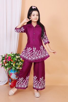 Sekh Yeasin Dresses Baby Girls Casual Shirt Pant(Pink)