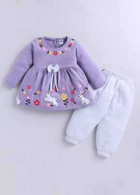 TINY BINY Baby Girls Casual Top Pant(Violet)