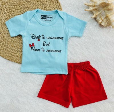 Piku Store Baby Boys & Baby Girls Casual T-shirt Shorts(Blue)