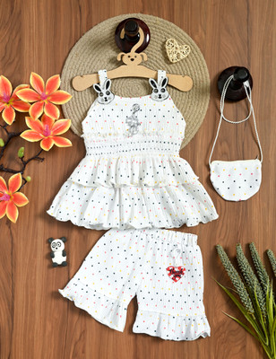 Coco Fashion Baby Girls Party(Festive) Top Pant(White)