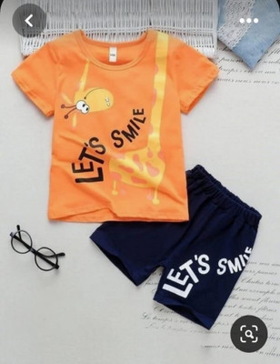 Kidzo creation Baby Boys Casual T-shirt Shorts(ORANGE)