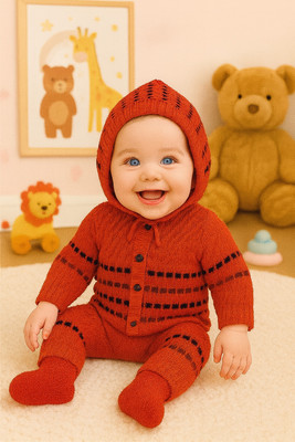 KOCHIKAME Baby Boys & Baby Girls Casual Sweater Pyjama(maroon)