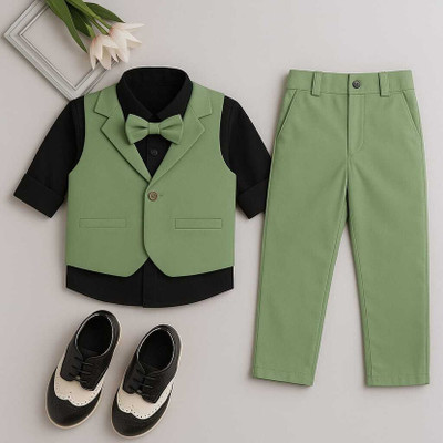 Elite Elegance Apparel Boys Party(Festive) Bodysuit Waistcoat(Green)
