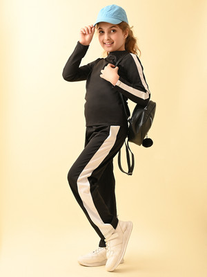Lilpicks Girls Casual Top Pant(Black)