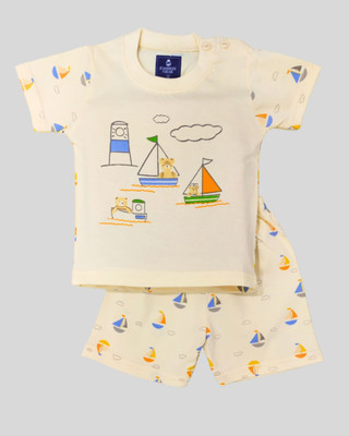FASHION GRAB Baby Boys & Baby Girls Casual Top Shorts(Cream)