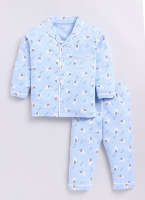 BabyGo Kids Nightwear Baby Boys Solid Cotton(Light Blue Pack of 1)