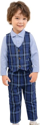 Dhyana Baby Boys & Baby Girls Party(Festive) Waistcoat Shirt, Pant(SKAY BLUE)