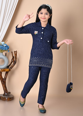 KajolGarments Girls Party(Festive) Top Pant(Blue)