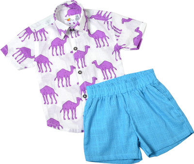 Sathiyaas Baby Boys Casual Shirt Shorts(Violet)