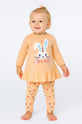 MELON Baby Girls Casual T-shirt Pant(Orange)