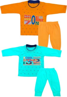 Ms multicollection Baby Boys & Baby Girls Casual T-shirt Pyjama(Blue)