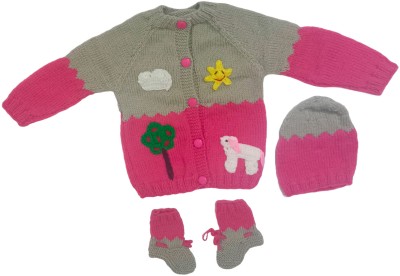 Cute Collection Baby Boys & Baby Girls Party(Festive) Sweater Bootie, Cap(Multicolor)