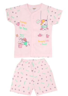 happiee bears Baby Boys & Baby Girls Casual Shirt Shorts(Light Pink)