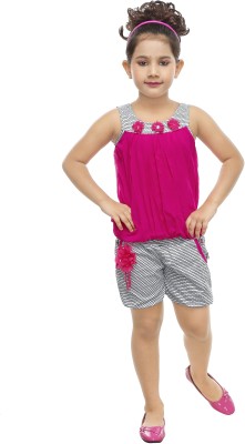 TrendyClub Girls Party(Festive) Top Shorts(Pink)