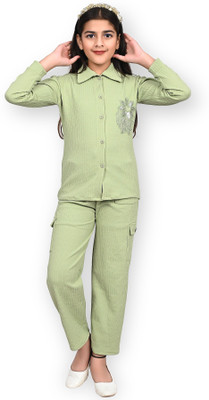 VKB Girls Casual Top Pant(Light green)