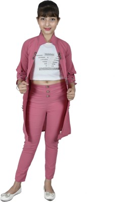 MYKUKI Girls Party(Festive) Shrug Top, Trouser(Pink)