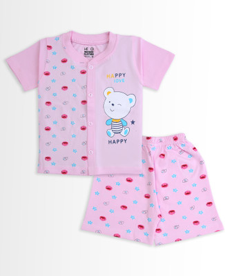 Wonder Klothes Baby Boys & Baby Girls Casual T-shirt Shorts(Pink)