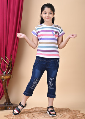 AFTAB DRESSES Girls Party(Festive) Top Pant(MULTICOLOR)