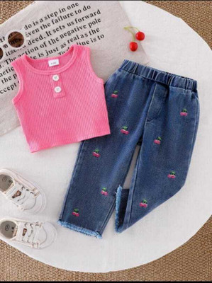 PUSPATREND Baby Girls Party(Festive) Top Jeans(pink)