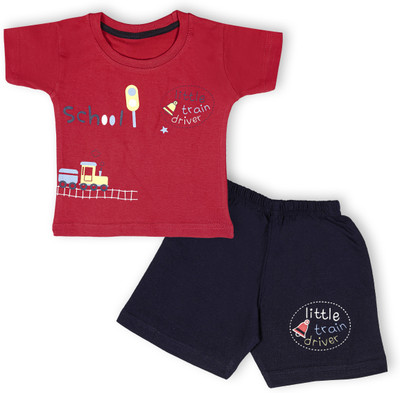 minipie Baby Boys & Baby Girls Casual T-shirt Pant(RED)