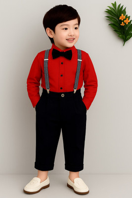 Bleckz Someck Boys Party(Festive) Shirt Pant(Red)